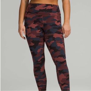 NWOT Lululemon Wunder Train High-Rise Tight 25" Heritage 365 Camo Smoky Red
